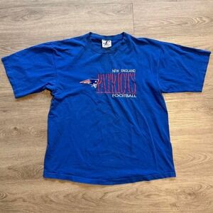 Vintage 90s New England Patriots Shirt XL Single Stitch Logo Athletic USA made